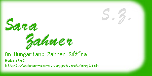 sara zahner business card